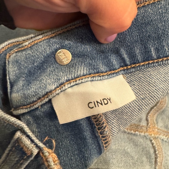 PAIGE Blue Straight Leg Jeans with Black Waistband - Picture 3 of 5